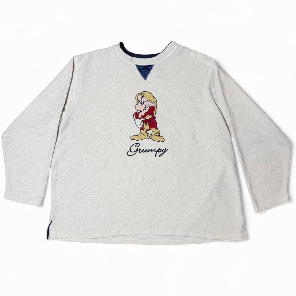 Vintage Y2K Disney Grumpy Snow White Embroidered Fleece Crewneck 26x27" OSFA